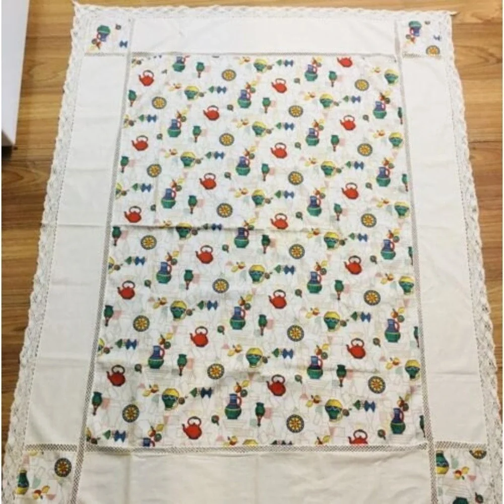 Vintage Retro Printed‎ Tablecloth Cafe Themed Rectangle 44x52